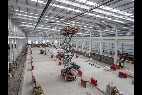Fitting out of the future CAF rolling stock plant at Newport in Wales has begun ahead of the planned start of production in the autumn.